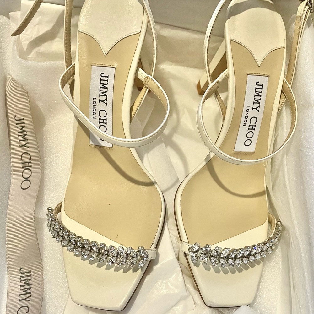 BRAND NEW Jimmy Choo 85mm Meira Latte/Crystal